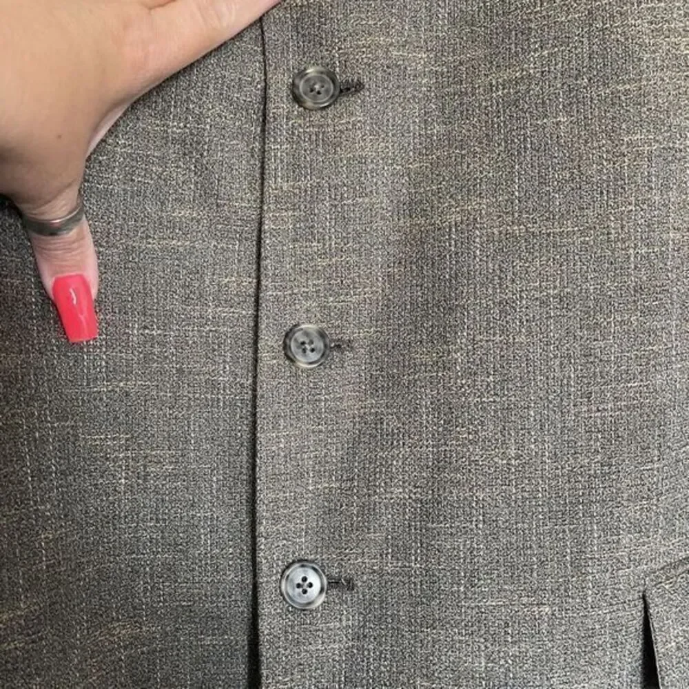 Tallia Uomo Mens 46L‎ Blazer Wool Jacket Sport Coat Ivory Gray Brown Plaid
